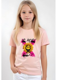 Resim Panios Kids X Rules Baskılı Kız Çocuk Kısa Kollu T-shirt Somon 