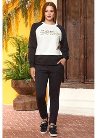 Resim Cossy By Aqua 25237 Kadın Bisiklet Yaka Eşofman Takımı-siyah Siyah 