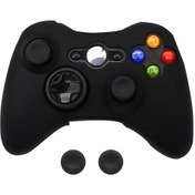 Resim Siyah-silikon Koruyucu Kılıf Xbox 360 Gamepad İçin Kauçuk Kabuk Cilt Xbox 360 Denetleyicisi + 2 Başparmak Sapları Caps 