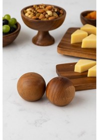 Resim Akasya 2 Li Top Tuzluk Biberlik Seti - Şık Ve Doğal Ahşap 