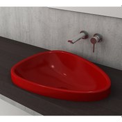 Resim Bocchi Etna Tezgah Üstü Lavabo Kırmızı 58 CM 