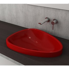 Resim Bocchi Etna Tezgah Üstü Lavabo Kırmızı 58 CM 