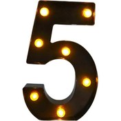 Resim Suntek Sayı İşareti Işığı Sıcak Beyaz Marquee Düğün 5 5.51x8.58x1.57 İnç 