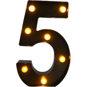 Resim Suntek Sayı İşareti Işığı Sıcak Beyaz Marquee Düğün 5 5.51x8.58x1.57 İnç 