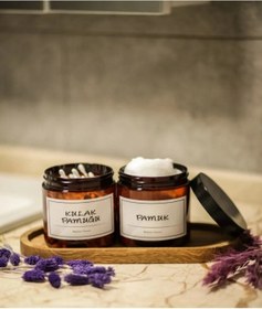 Resim Pembelia Life Ahşap Standlı Amber Kulak Çubuk Pamuk Kavanozu Akrilik 