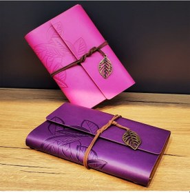 Resim Larimar Deri Yaprak Desenli Çizgisiz Defter - 9049583829326lmr 