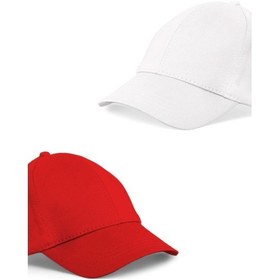 Resim Unisex Kırmızı Ve Beyaz Rengi 2'li Beyzbol Şapka Seti - Unisex Kırmızı - Beyaz 