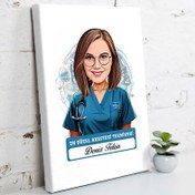 Resim Karikatürlü En İyi Kadın Anestezi Teknikeri Kanvas Tablo 