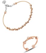 Resim Söğütlü Silver Gümüş Dorissa Rose Gümüş Bilezik Ve Yüzük Gümüş Set Sgtl10590rose 