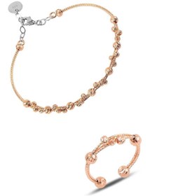 Resim Söğütlü Silver Gümüş Dorissa Rose Gümüş Bilezik Ve Yüzük Gümüş Set Sgtl10590rose 