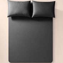 Resim %100 Pamuk Percale Lastikli Çarşaf 200x200 Cm Antrasit - Pure Serisi 
