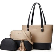 Resim Üç Parçalı Kadın Omuz Çapraz Çanta Mor Ve Siyah Mor - Siyah 