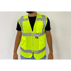 Resim Yüksek Görünümlü Mühedis Yeleği 30 adet Sarı M Beden Yelek Reflektörlü Fermuarlı Reflektik 