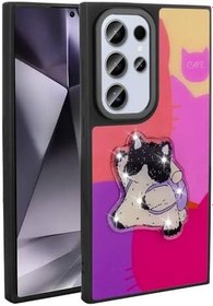 Resim Zore Galaxy ile uyumlu S24 Ultra Kılıf Parlayan Kabartmalı İkonik Figürlü Zore Amas Silikon Kapak Mor 