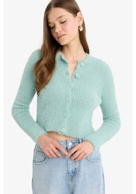 Resim Defacto Coool Slim Fit Dar Kesim Bisiklet Yaka Triko Hırka Z9318az25wngn86 Yeşil 
