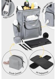 Resim Welgro Luxella Anne Bebek Bakım Çantası, Alt Açmalı, Emzik Çantalı ,gri Gri 