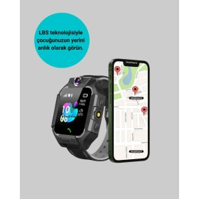 Resim Erbar S10 Siyah Akıllı Çocuk Saati Anlık Konum Takibi ve Rota Geçmişi - M759R182-K50759 