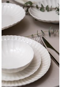 Resim Kütahya Porselen Bone Luz Form 27 Parça 6 Kişilik Yemek Takımı Beyaz 