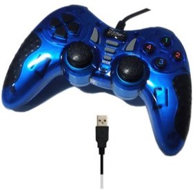 Resim Platoon PL-2585 Double Shock Controller Usb Game Pad PC Oyun Kolu Mavi 