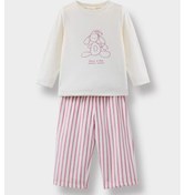Resim Defacto Kız Bebek Pijama Takımı Tavşan Baskılı Uzun Kollu Velur Üst Çizgili Uzun Alt F5562a525wnbr277 Bordo-br277 