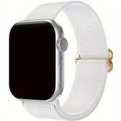 Resim Gaojunshop01 Esnek Naylon 38mm 40mm 41mm Beyaz İwatch Kordonu Spor Bileklik 