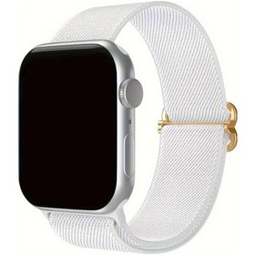 Resim Gaojunshop01 Esnek Naylon 38mm 40mm 41mm Beyaz İwatch Kordonu Spor Bileklik 
