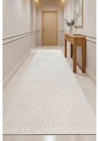 Resim Melaris Halı Wellen Yıkanabilir Kalın Yumuşak Dokuma Halı Kaymaz Taban Yolluk Antre Mutfak Halısı Krem 