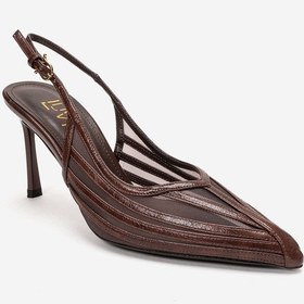 Resim Luvishoes Ylena Kahverengi Transparan File Detaylı Kadın İnce Topuklu Ayakkabı 