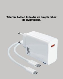 Resim Ilkeshop 120w Mi Turbo Destekli Hızlı Şarj Cihazı Type-c Uyumlu Akım Korumalı 