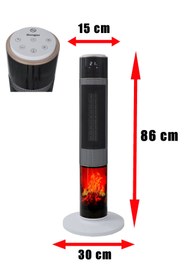 Resim Hoogar German HG-WHIO White Oval Seri OLED Şömineli Ekran Dijital Kule Tipi Seramik Fanlı Isıtıcı 