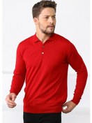 Resim Ferraro Kırmızı Polo Yaka Superfine Erkek Triko Kazak Kırmızı 