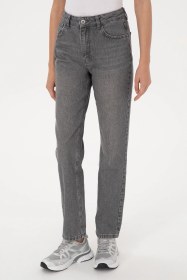 Resim U.S. Polo Assn. Kadın Gri Straight Fit Jean Pantolon 50316569-DN0025 