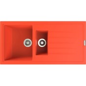 Resim POLEX Cristalüx Granit Evye P-01 Turuncu 1,5 Gözlü Tezgah Altı Ve Tezgah Üstü Mutfak Evyesi 99x49,5cm 