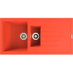 Resim POLEX Cristalüx Granit Evye P-01 Turuncu 1,5 Gözlü Tezgah Altı Ve Tezgah Üstü Mutfak Evyesi 99x49,5cm 