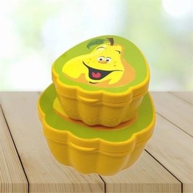 Resim 2'li İç İçe Geçebilen Armut Model Saklama Ve Beslenme Kabı Seti (550 Ml + 250 Ml) 