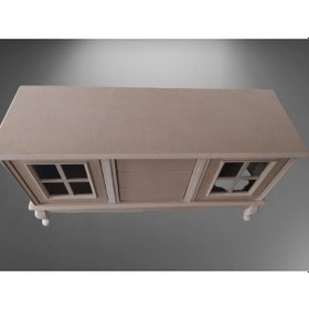 Resim Tv Sehpası Windovs Nakış Model Kayın Torna Avangart Aslan Ayak Ham Renk 125 Cm El Yapım 