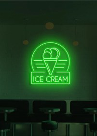 Resim Ice Cream Yazılı Ve Şekilli Neon Tabela Yeşil 