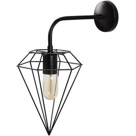 Resim Siyah Metal Rustik Retro Dekoratif Prizma Duvar Aplik Siyah 