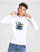 Resim Ninja Baskılı Unisex Çocuk Kapüşonlu Beyaz Sweatshirt 