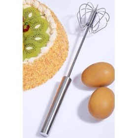 Resim Yumurta Karıştırıcı, El Mikseri Çok Fonksiyonlu Paslanmaz Çelik Yarı Otomatik Elde Tutulan Itme Tipi Çırpıcı, Süt Çırpıcı, Döner Mutfak Gereçleri Karıştırıcı 