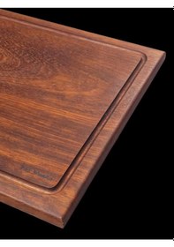 Resim Eksiz Masif Doğal Oluklu Ahşap Kesme Sunum Doğrama Tahtası 