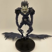 Resim 18cm Siyah Kanatlı Ölüm Tanrısı PVC Figürü, Dikenli Saçlı - Gotik Esintili Koleksiyon Oyuncak, Koyu Mavi ve Siyah, Parlayan Sarı Gözlerle, Cadılar Bayramı Figürleri 