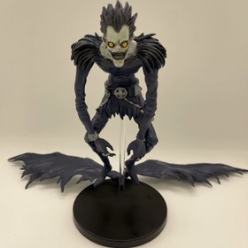 Resim 18cm Siyah Kanatlı Ölüm Tanrısı PVC Figürü, Dikenli Saçlı - Gotik Esintili Koleksiyon Oyuncak, Koyu Mavi ve Siyah, Parlayan Sarı Gözlerle, Cadılar Bayramı Figürleri 