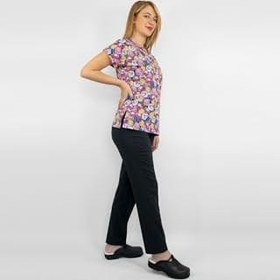 Resim Unisex Neşeli Mod Desenli Likralı Hemşire Doktor Cerrahi Scrubs Üniforma Takım, XS 
