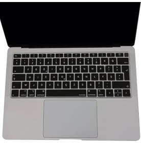 Resim MacBook Air 13 Klavye Koruyucu - A1932 A2179 A2337 M1 Uyumlu, Türkçe F Dizilim, Silikon Toz & Sıvı Koruma, Uk Enter Tipi Siyah 