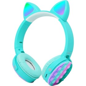 Resim Zore CXT-950 Rgb LED Işıklı Kedi Kulağı Band Tasarımı Ayarlanabilir Katlanabilir Kulak Üstü Bluetooth Kulaklık (Mavi) 