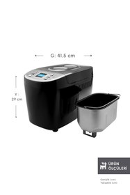 Resim Karaca BakeXL Reçel, Yoğurt, Hamur Yoğurma ve Ekmek Yapma Makinesi Çift Bıçaklı Inox Siyah, 1500 g 