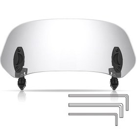 Resim Monyee Motosiklet Camı Genişletici, Açısını Ayarlayabilir, 3-5mm Kalınlığa Uygun, Rüzgar Ve Yağmur Engeli, Şeffaf Pc Lens, Sıkma Tabanlı Kurulum 