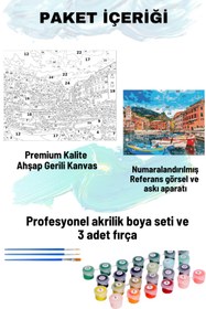 Resim Su'lepas Sayılarla Boyama Seti Numaralı Tuval Fırça Boya 40x50 Cm Tekneler 