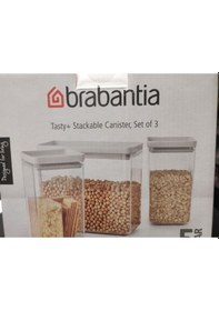 Resim Brabantia Lıght Grey 3lü Plastik Kavanoz Seti 2x1,6l 1x3,5l Elvin Home Concept Gri 